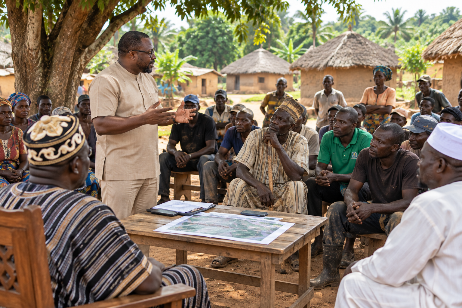 still talking to villagers